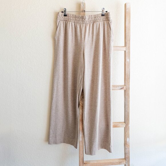 Gap Fit Pants Women SzL Heathered Tan Brush Tech Jersey Straight Leg Normcore - Picture 3 of 8